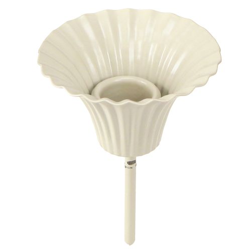 Świecznik stożkowy z trzonkiem, szary metalowy, Ø7,5cm, wys.10,5cm, 2 szt.