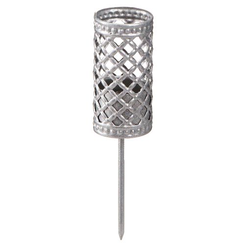 Floristik24 Świecznik na sztyft do zatyczki srebrnoszary Ø24mm W10cm 4 szt