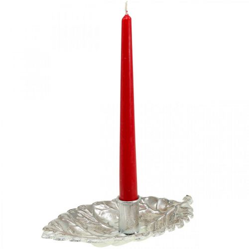 Produkt Świecznik talerz srebrny liść 22x13,5x5,5cm