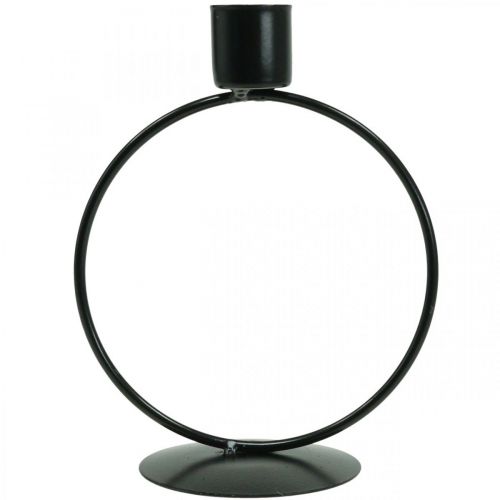 Floristik24 Świecznik czarny metalowy pierścień kij świecznik Ø10,5cm