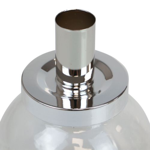 Produkt Świecznik w sztyfcie świecznik szklany metalowy srebrny Ø10,5cm 4szt