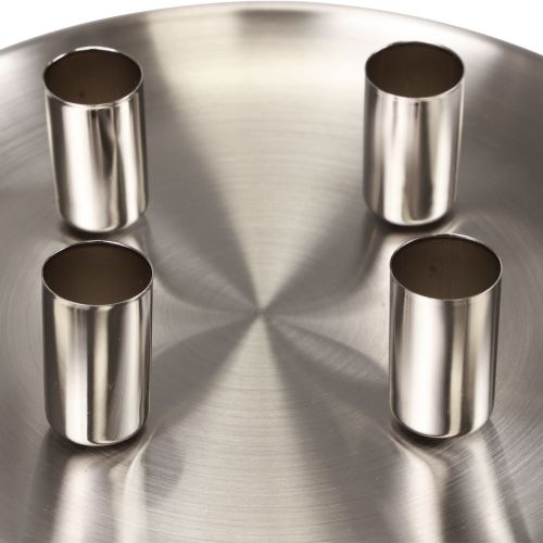 Floristik24 Świecznik sztyftowy srebrny Ø2,5cm metalowy talerz na świecę Ø23cm