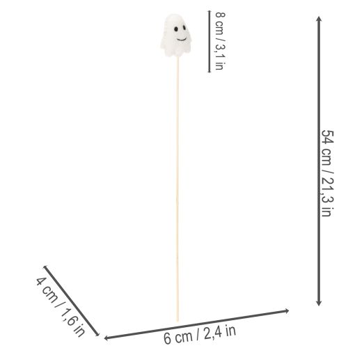 Figurki duchów na drewnianych patyczkach, dekoracja na Halloween, 54 cm, 8 sztuk | Floristik24.pl