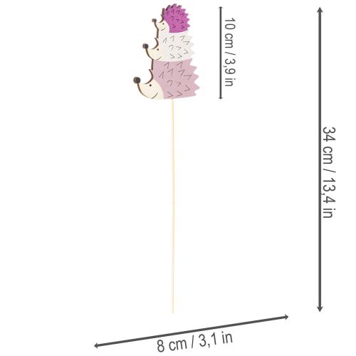 Dekoracyjne paliki ogrodowe – Kolorowa rodzina jeży – 34 cm, 12 sztuk | Floristik24.pl