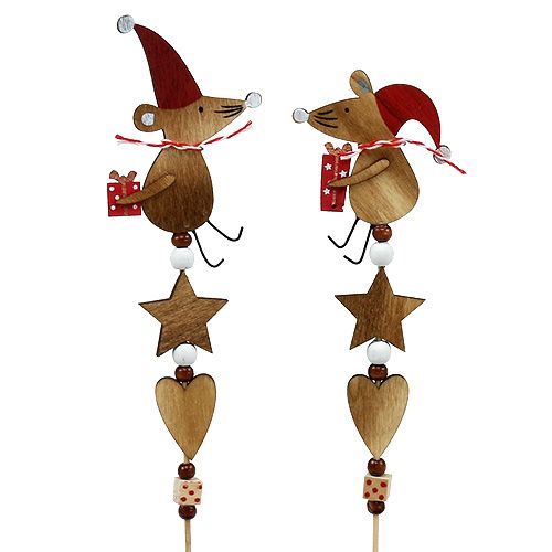 Floristik24 Wtyczka z naturą myszki, czerwona L30cm 8szt.