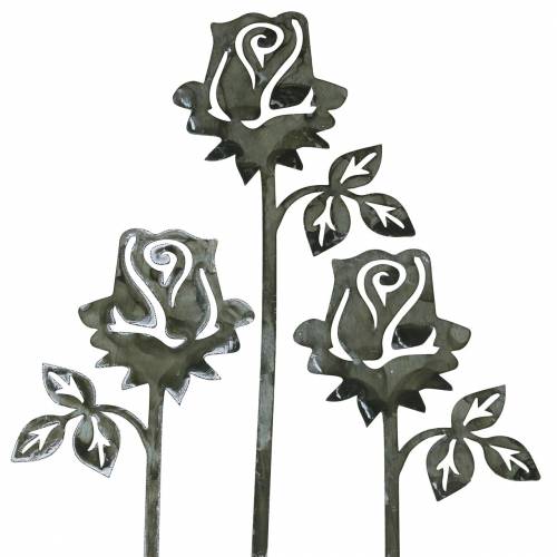 Floristik24 Zatyczka metalowa różowa srebrno-szara, biały metal 20cm × 8cm 12 szt
