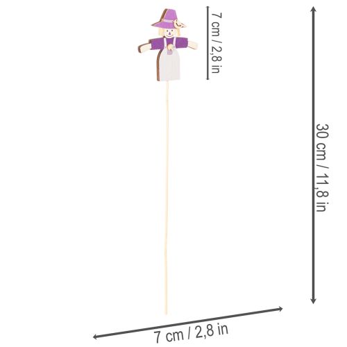 Drewniane dekoracje w kształcie strachów na wróble, różne kolory, 30 cm, 12 sztuk | Floristik24.pl