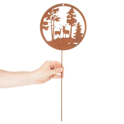 Palik ogrodowy, rdzawy, okrągły, sylwetka jelenia, dekoracja leśna, 53 cm, 2 sztuki | Floristik24.pl