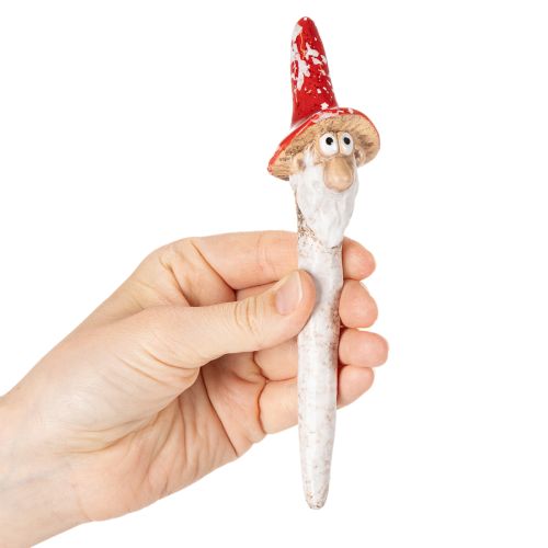 Figurka krasnala do przyklejania, z długą brodą i kapeluszem w kształcie grzyba, dekoracja, 17cm, 2 szt. | Floristik24.pl