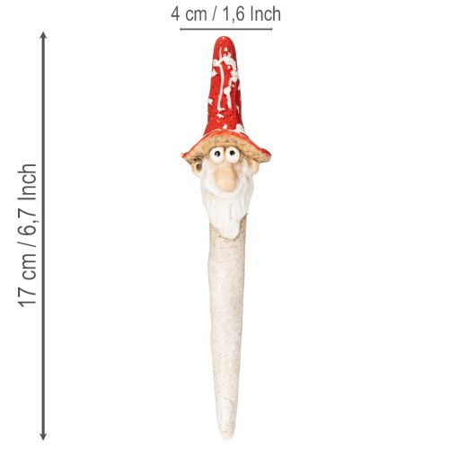 Figurka krasnala do przyklejania, z długą brodą i kapeluszem w kształcie grzyba, dekoracja, 17cm, 2 szt. | Floristik24.pl
