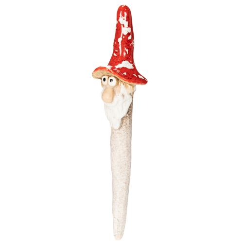 Figurka krasnala do przyklejania, z długą brodą i kapeluszem w kształcie grzyba, dekoracja, 17cm, 2 szt. | Floristik24.pl