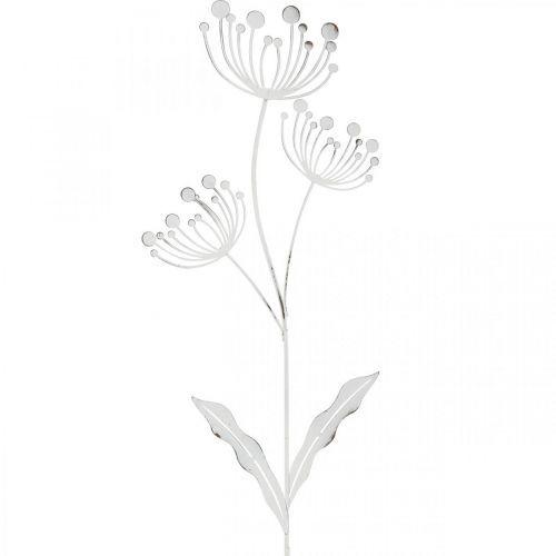 Wiosenna dekoracja, dekoracyjny kwiat wtykowy shabby chic biały, srebrny dł.87cm szer.18cm