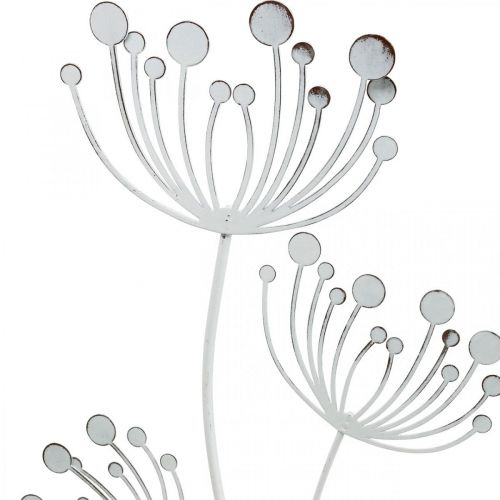 Wiosenna dekoracja, dekoracyjny kwiat wtykowy shabby chic biały, srebrny dł.87cm szer.18cm