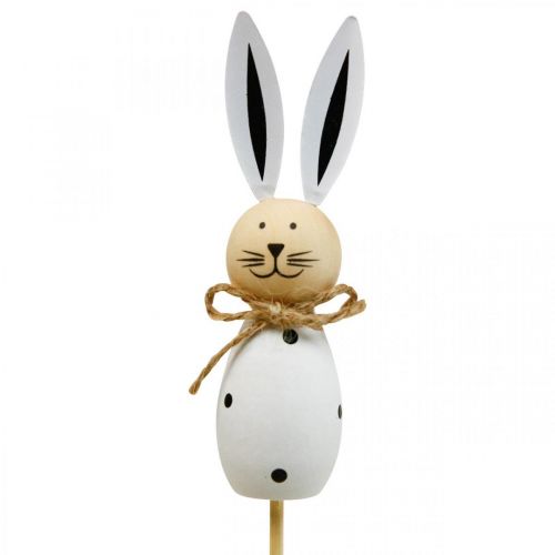 Produkt Patyk Kwiatowy Królik Drewniany Wielkanocny Króliczek Czarno/Biały H34cm 4 szt
