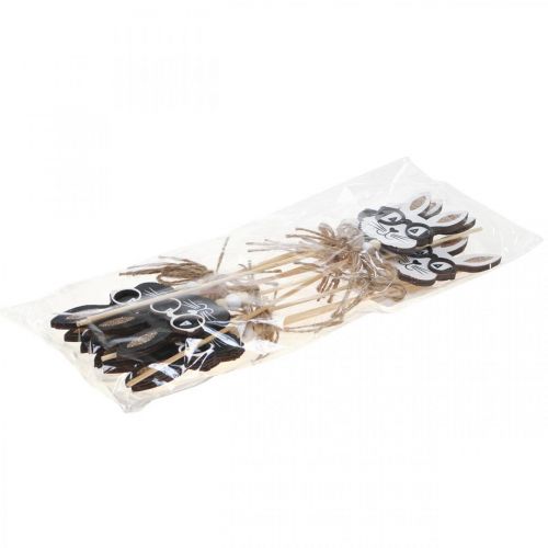 Produkt Zajączek w kształcie kwiatka z okularami z drewna brokatowego 4×7,5cm 12szt