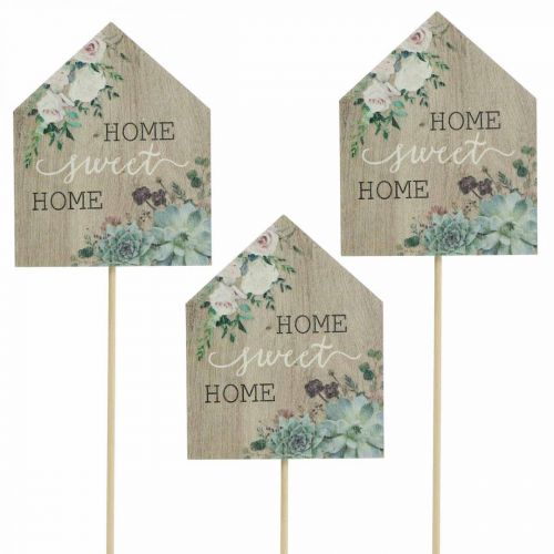 Floristik24 Korki kwiatowe drewniane Home Sweet Home dekoracja 6,5x7,5cm 18 szt