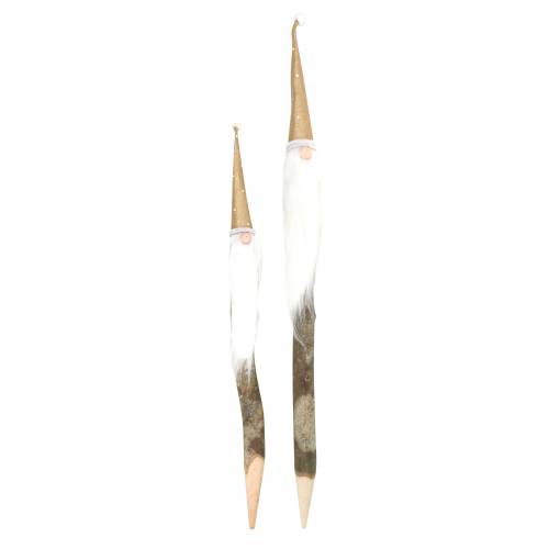 Floristik24 Zestaw drewnianych korków skrzat z brodą z naturalnej gałęzi Ø3/3,2cm L44/59cm 2szt.