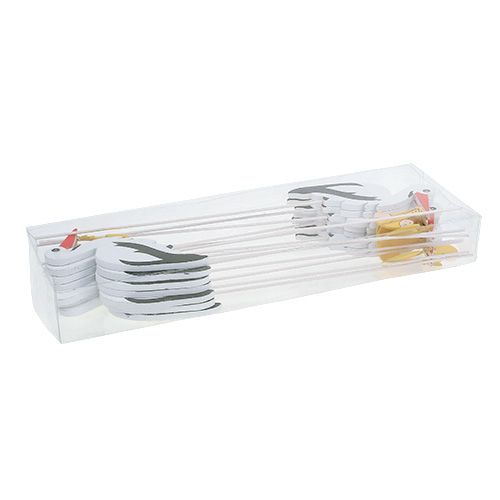 Floristik24 Bocian z dzieckiem 10cm L28cm 14szt.