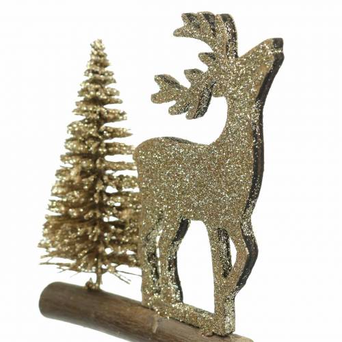 Floristik24 Wtyczka dekoracyjna renifer i aniołek z jodłą złoto brokatowe drewno wys.45cm 3szt