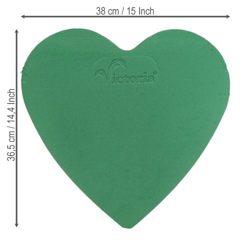Produkt Serce z pianki florystycznej 38×36,5 cm mokra pianka florystyczna zielona 2 sztuki