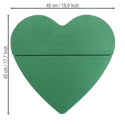 Produkt Gąbka florystyczna serce duża mokra pianka florystyczna zielona 48cm 2 szt.
