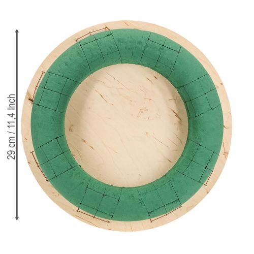 Produkt Wieniec florystyczny z pianki florystycznej na drewnie, mokra pianka florystyczna, zielona, Ø29cm