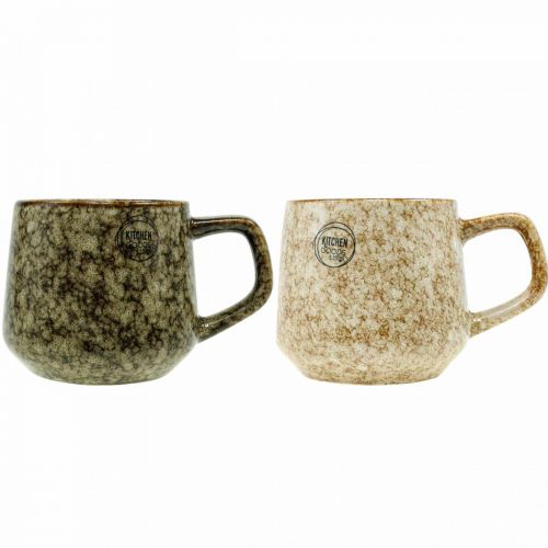 Floristik24 Kubek kamionkowy z uchem brązowy, beżowy 9,5cm 2szt