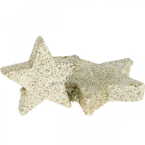 Dekoracja rozproszona gwiazdki świąteczne, gwiazdki rozproszone brokatowe złote Ø4/5cm 40p