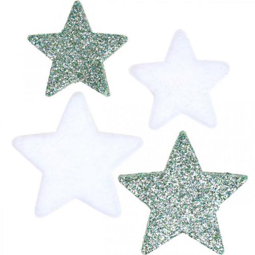 Dekoracja rozproszona gwiazdki świąteczne, gwiazdki rozproszone niebieskie, białe Ø4/5cm 40szt
