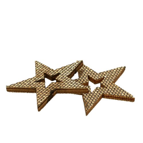 Produkt Gwiazda drewniana złota dekoracja rozproszona 4cm 48szt.