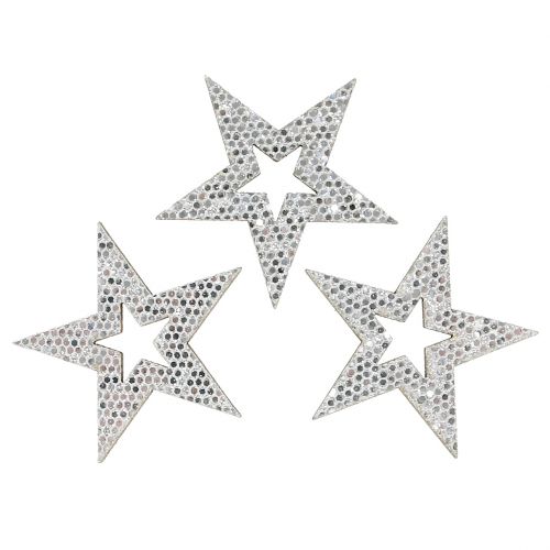 Gwiazdki dekoracyjne srebrne do rozsypania 4cm 48szt.