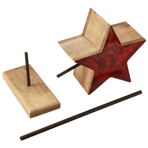 Produkt Dekoracja gwiazdek w kolorze naturalnym w kolorze czerwonym z prętem na podstawie 20x9,5x50cm
