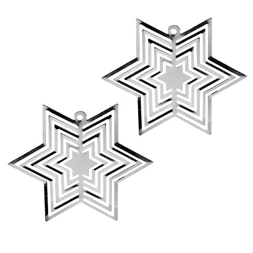 Floristik24 Gwiazda metalowa srebrna 6cm 24szt