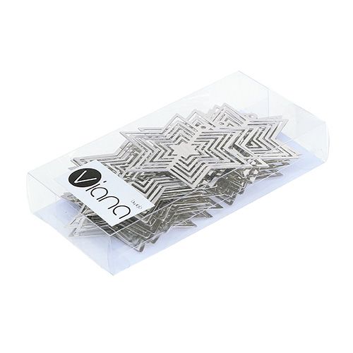 Floristik24 Gwiazda metalowa srebrna 6cm 24szt