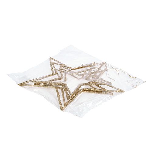 Floristik24 Zestaw gwiazd do zawieszenia złoto, mika 17-32cm