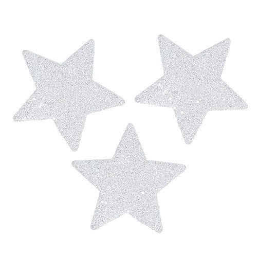 Gwiazdki białe 6,5cm z miką 36szt.