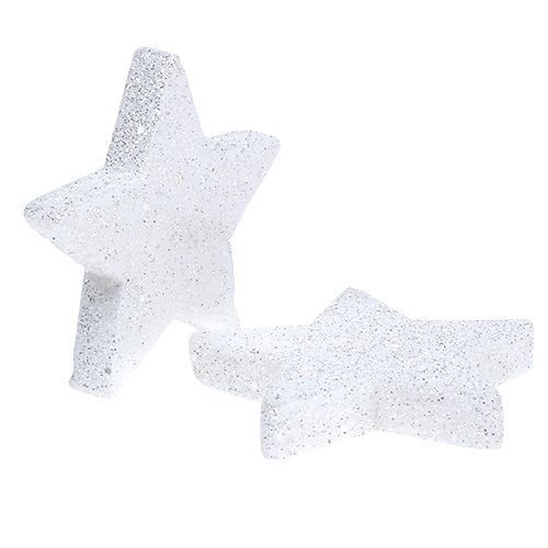 Gwiazdki białe 6,5cm z miką 36szt.