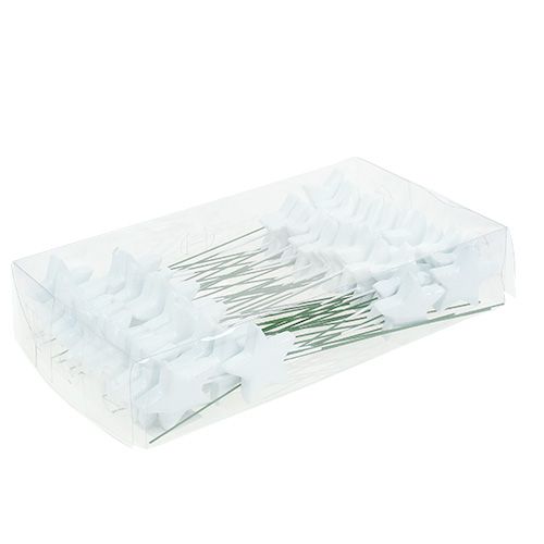 Floristik24 Gwiazdka na drucie 5cm biała 48 szt