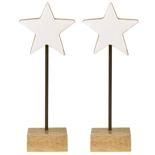 Produkt Gwiazda drewniana biała, gwiazdy drewniane stojące, wys. 23 cm, 2 szt.