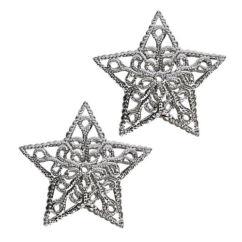 Gwiazda metalowa srebrna 6cm 20szt.