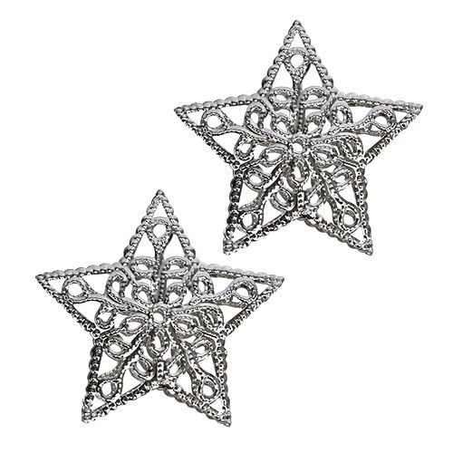 Floristik24 Gwiazda z metalu srebrna 6cm 20 szt