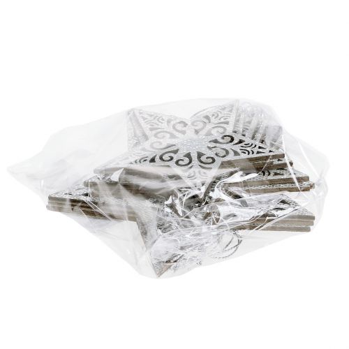 Floristik24 Gwiazda srebrna do zawieszenia 8cm - 12cm 9szt