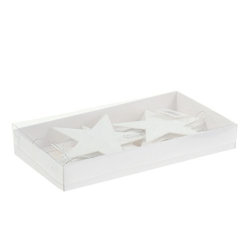Floristik24 Gwiazda do zawieszenia biała 11cm L19cm 6szt