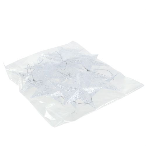 Produkt Gwiazda wisząca przezroczysta z miką 9,5cm 12szt.