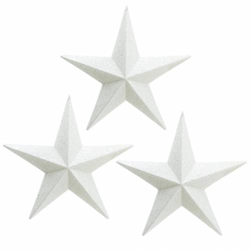 Floristik24 Błyszczące gwiazdki do powieszenia białe Ø21cm 3szt