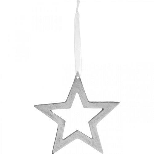 Floristik24 Wisząca Gwiazda Srebrna Aluminiowa Dekoracja Bożonarodzeniowa 15,5×15cm
