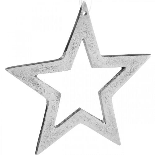 Floristik24 Wisząca Gwiazda Srebrna Aluminiowa Dekoracja Bożonarodzeniowa 15,5×15cm