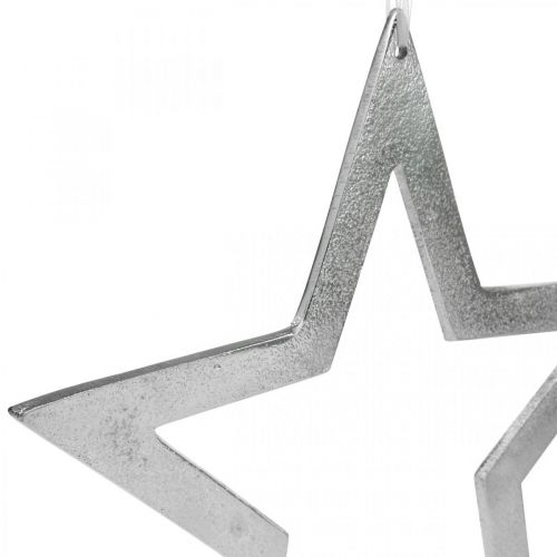 Floristik24 Gwiazda dekoracyjna do zawieszenia srebrna aluminiowa dekoracja drzwi Ø28cm
