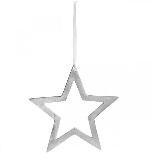 Floristik24 Gwiazda dekoracyjna do zawieszenia srebrna aluminiowa dekoracja drzwi Ø28cm