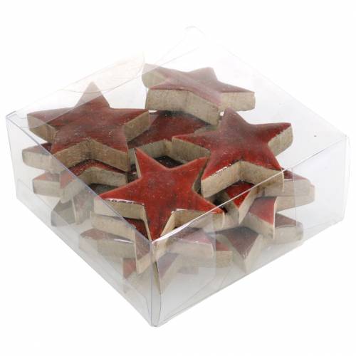 Floristik24 Dekoracja punktowa gwiazda mango malowana na czerwono 5×5cm 16 szt